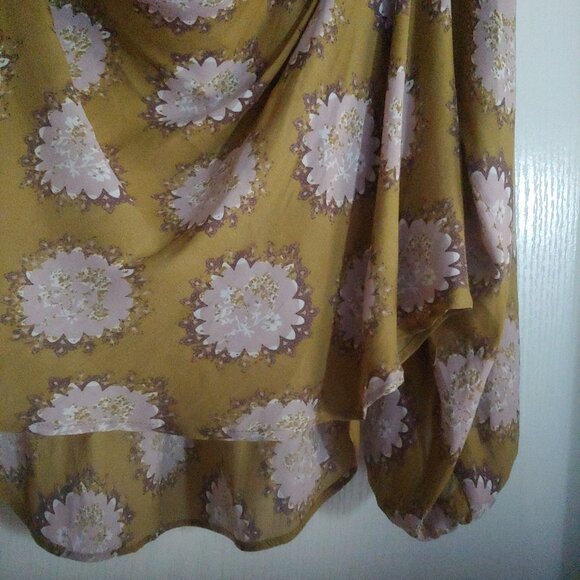 Free People Cowling Around Goldenrod Combo Flowy Boho Oversize Top M - Picture 6 of 14